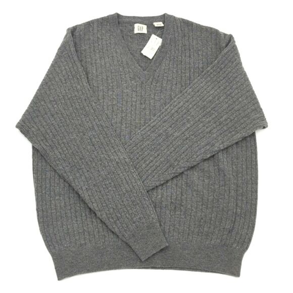 GAP Other - Gap Men's Lambswool Blend Gray V-Neck Cable Knit Pullover Sweater Size Large